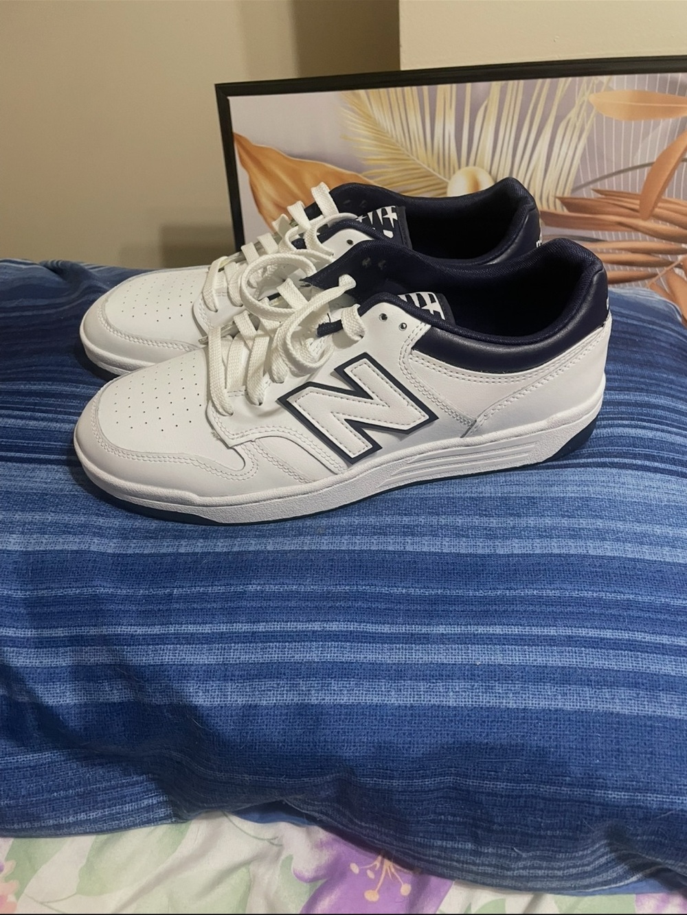 New Balance 480 Men's White & Navy Casual Leather Sneaker - Picture 2 of 6
